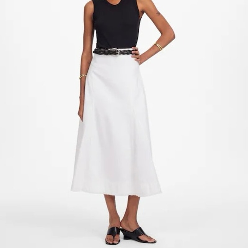 Nwt Madewell Fluted Midi Skirt In Tile White Size 23